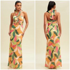 Multicolor Halter Maxi Dress
